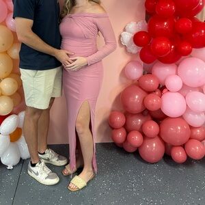 Elegant Pink Off-Shoulder Dress